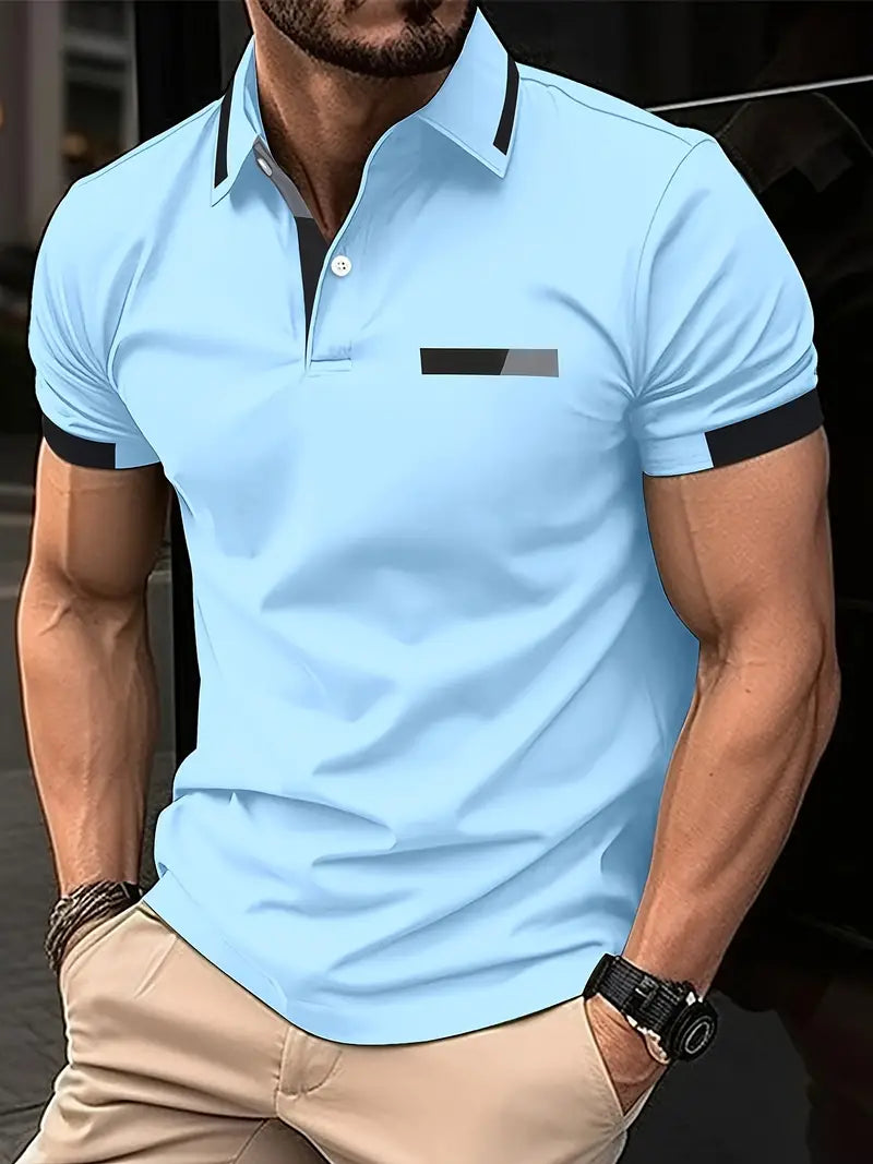 Raffinato: Farbblock Sportliches Revershemd