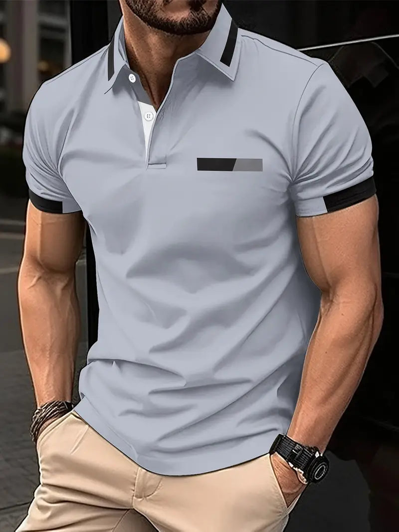 Raffinato: Farbblock Sportliches Revershemd